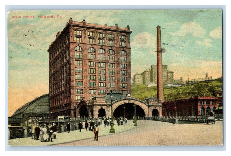 Circa 1910 Union Train Station Pittsburgh Railroad Vintage Postcard F24 