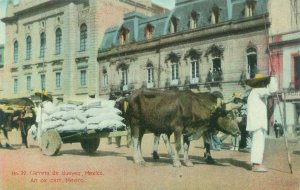 Mexico An Ox Cart Litho Postcard Unused, Buildings