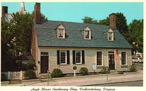 Fredericksburg Virginia, Hugh Mercer Apothecary Shop, Medicine Relics, Postcard