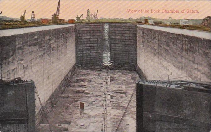 Panama Canal View Of Lock Chamber Of Gatun