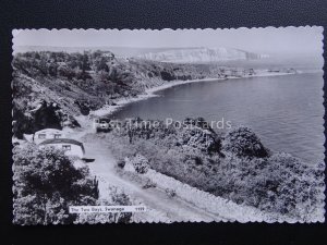 Dorset SWANAGE The Two Bays showing OLD CARAVANS c1950's RP Postcard