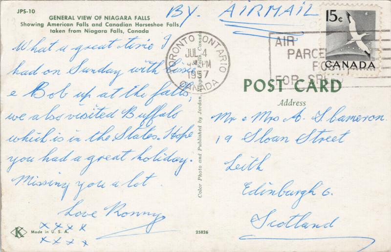 Birdseye Niagara Falls Ontario ON Buses c1957 Postcard D90