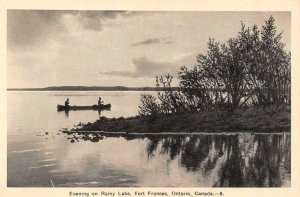 FORT FRANCES, Ontario Canada   RAINY LAKE  Sunset & Canoe  *Three* B&W Postcards