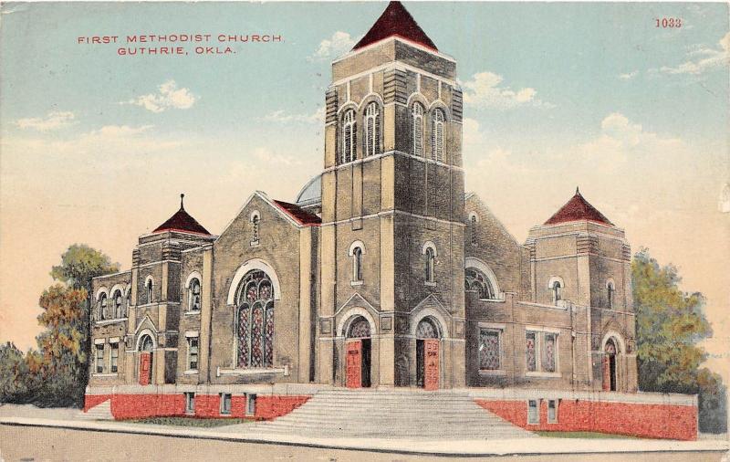 Oklahoma OK Postcard 1911 GUTHRIE First Methodist Church