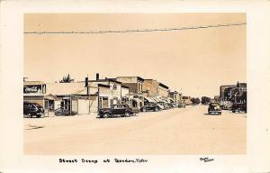 Gordon NE Street View Coca-Cola Billboard Store Fronts Old Cars RPPC Postcard