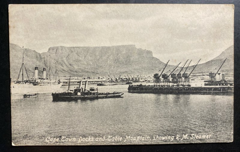 Mint South Africa Real Picture Postcard RPPC Cape Town Docks & Table Mountain 