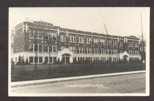 RPPC HASTINGS MICHIGAN HIGH SCHOOL BUILDING VINTAGE REAL PHOTO POSTCARD