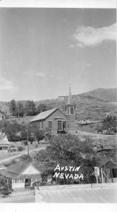 Austin Nevada NV~House & Church Scenic View Real Photo Postcard