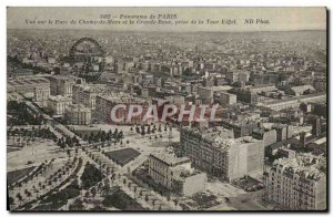 Old Postcard Paris Panorama View of Champ de Mars park and the Ferris wheel t...