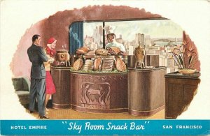 Artist Couple Sky Room Snack Bar San Francisco California 1940s Postcard 9556