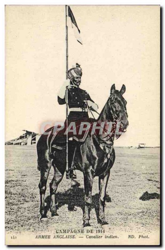 Old Postcard Army Indian Army Cavalier English Horse