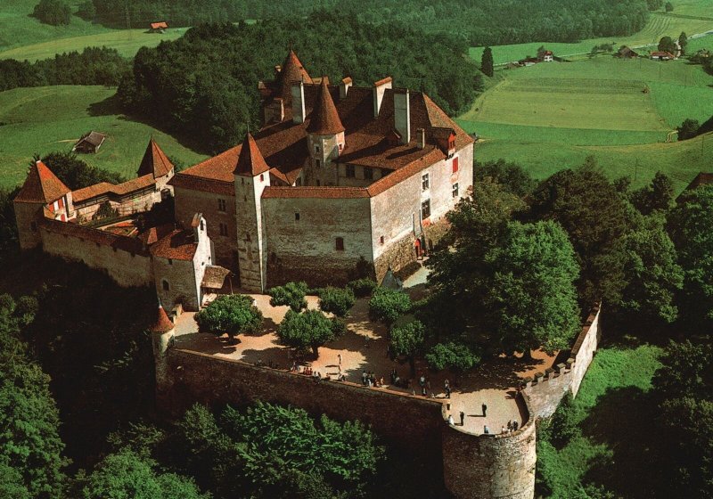 Gruyères Switzerland, Gruyeres Le Chateau Castle Famous Medieval Town, Postcard