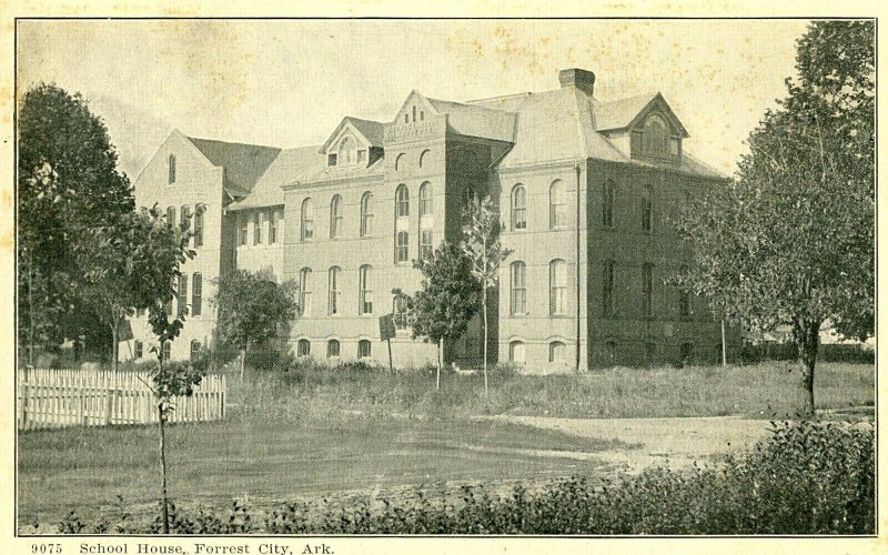 Postcard  1911 RPPC View of School House in Forrest City, AK.        S6