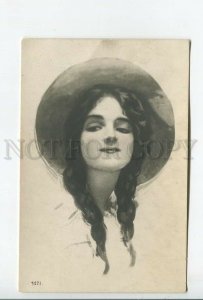 461638 Harrison FISHER Prairie Woman in Hat RUSSIA Photo Vintage postcard