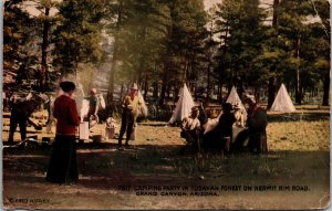 Vtg Camping in Tusayan Forest Hermit Rim Road Grand Canyon Arizona AZ Postcard