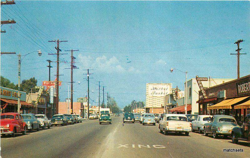 1950s Baldwin Park California Chrome Street autos San Gabriel Columbia