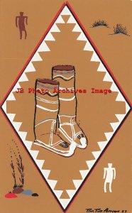 Serigraph Postcard, Native American Apache Indians, Buckskin Boots, Montclair NJ