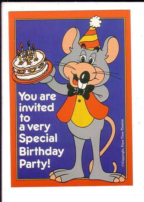 Special Birthday Party, Chuck E Cheese Pizza Theatre, Advertising Postcard