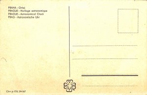Astronomical clock mechanical vintage postcard Prague Czech Republic