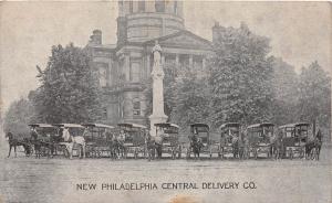 D18/ New Philadelphia Ohio Postcard c1910 Court House Central Delivery Co Wagons