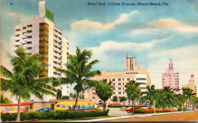 Florida Miami Beach Hotel Row On Collins Avenue