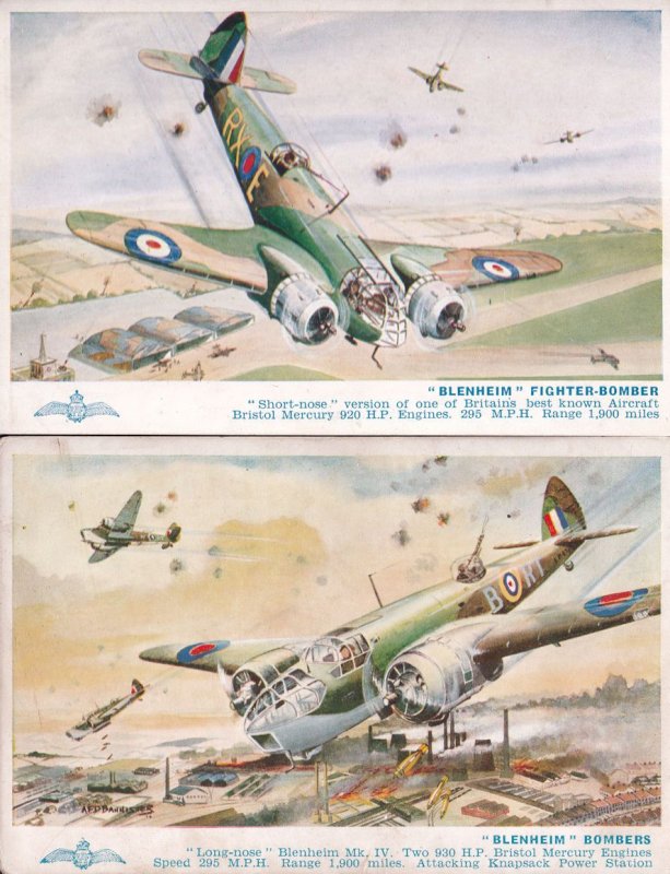 Blenheim Bombers Aircraft Military 2x Plane Old Postcard s