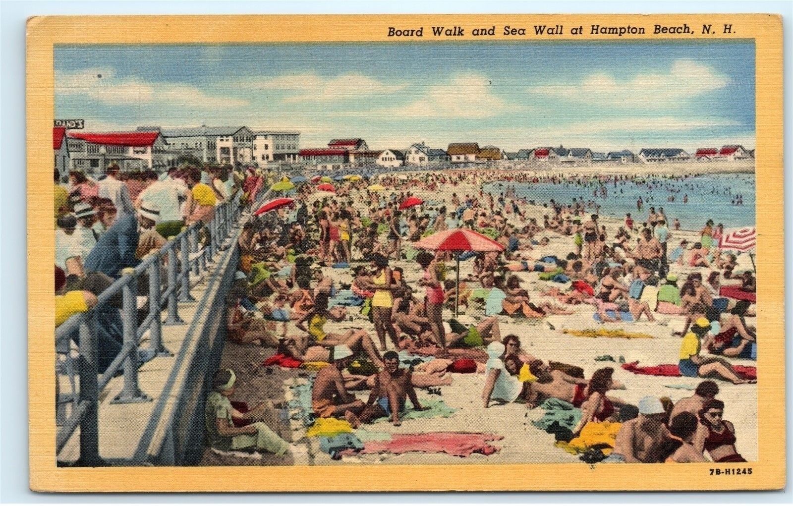 S Board Walk Sea Wall Hampton Beach New Hampshire Nh Vintage Postcard A United States