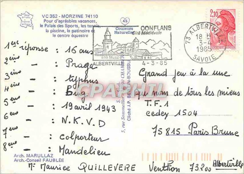 Postcard Modern Morzine for pleasant holiday the Palace of the tennis sports ...