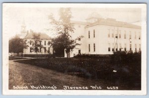 1927 RPPC FLORENCE WISCONSIN SCHOOL BUILDINGS ANTIQUE REAL PHOTO POSTCARD