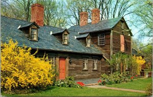 Old Derrfield Massachusetts MA Old Cabin Type House Postcard VTG UNP Vintage 