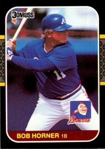 1987 DONRUSS Baseball Card Bob Horner 1B Atlanta Braves sun0542