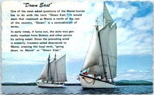 Postcard - Down East, Windjammers off the Maine coast - Maine