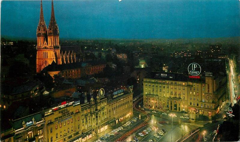 Croatia Zagreb panorama trimmed postcard