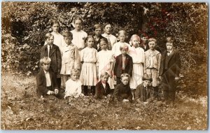 c1910s Group Children Outdoor Sharp RPPC Norwegian School Students Photo A193