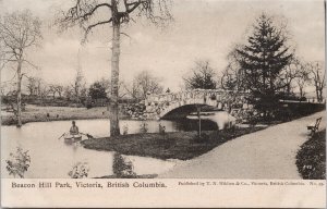 Beacon Hill Park Victoria BC Person in Boat Dog Hibben #55 c1907 Postcard E93