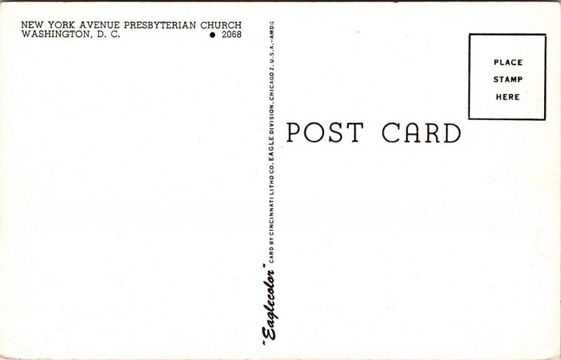 New York Ave Presbyterian Church Washington DC Postcard VTG UNP Vintage Unused 