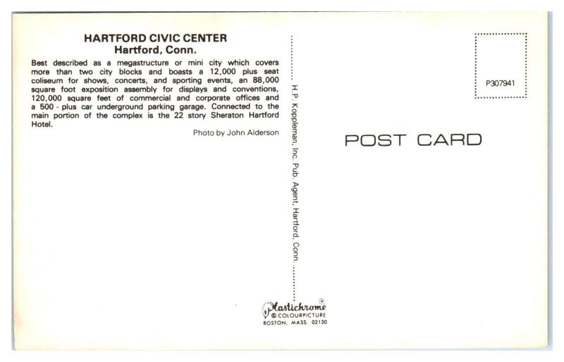 1970s Hartford Civic Center, Hartford, CT Postcard