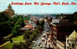 Arkansas Hot Springs Greetings Showing Central Avenue From Arlington Hotel Su...