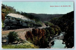 Massachusetts MA Postcard Berkshire Hills Western Express Locomotive Train c1911