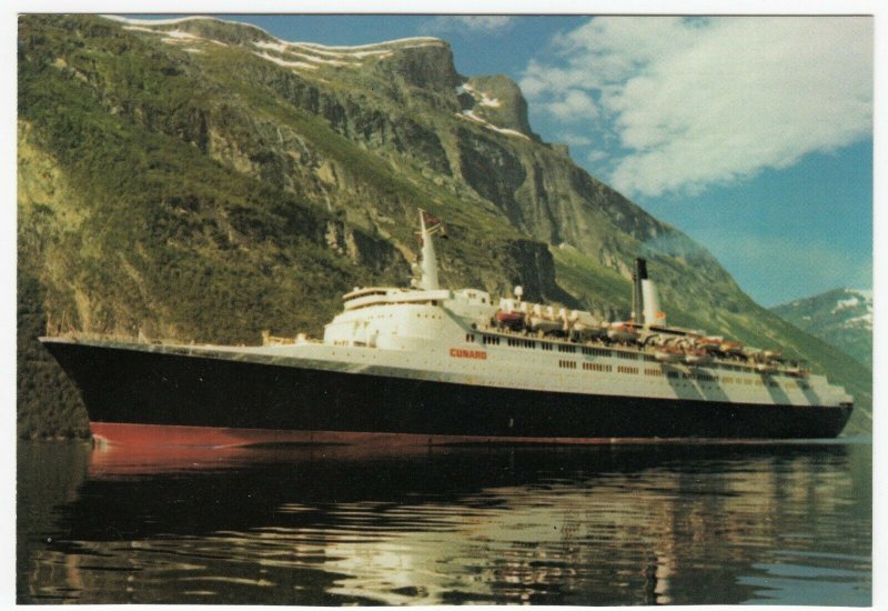 Shipping Cunard Liner Queen Elizabeth 2 In Fjords PPC Unposted c 1990s