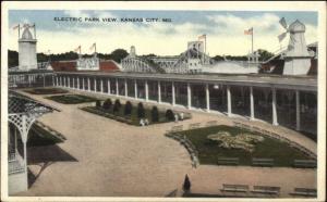 Kansas City MO Electric Park View Roller Coaster c1920 Postcard rpx