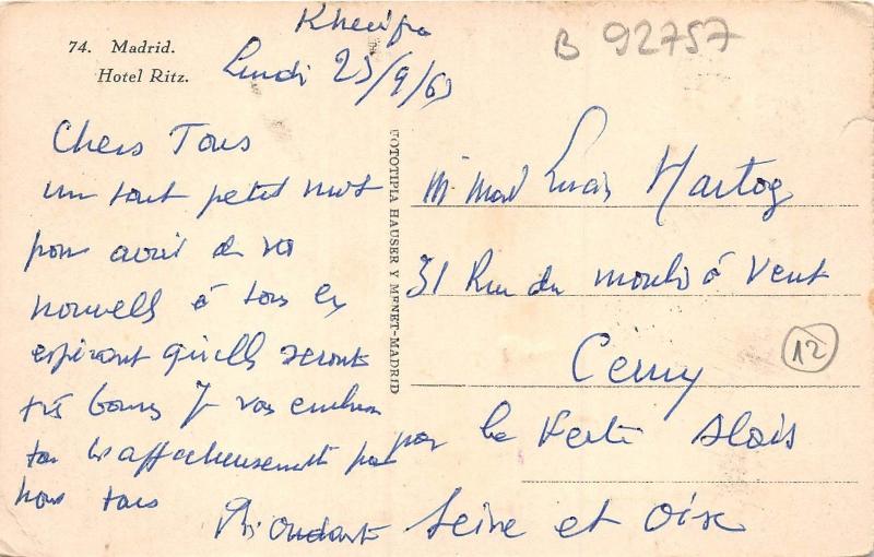 B92757 madrid hotel ritz spain