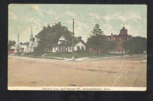 INDEPENDENCE IOWA SECOND STREET & SECOND AVE. VINTAGE POSTCARD FAIRBANK