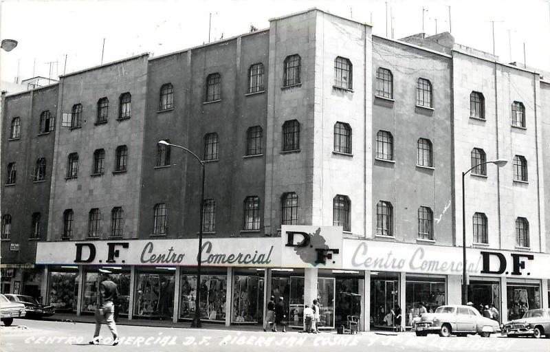 Vintage RPPC Real Photo Postcard Centro Commercial D.F. Ribiera San Cosme Mexico