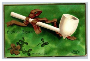 Vintage 1907 Ellen Clapsaddle St. Patrick's Day Postcard White Pipe Clovers