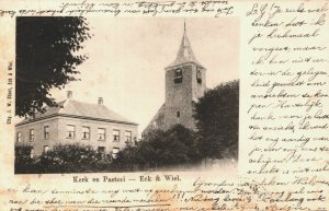 Netherlands Kerk en Pastorie Eck en Wiel Vintage Postcard 03.78