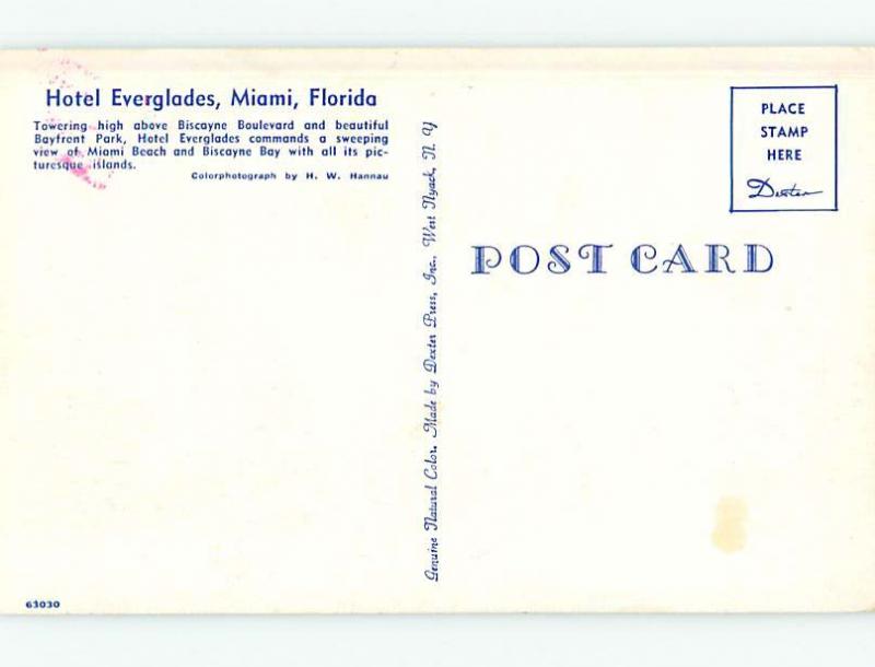 Unused Pre-1980 EVERGLADES HOTEL Miami Florida FL Q3891-12