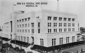 Postcard RPPC Viginia Norfolk US Federal Post Office 1930s automobiles 23-10286