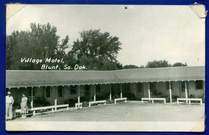 Village Motel at Blunt. South Dakota sd real photo postcard RPPC