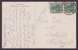 Mannheim Germany postcard 1918 Water Tower Friedrichsplatz